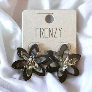 Frenzy abalone acrylic flower post earrings